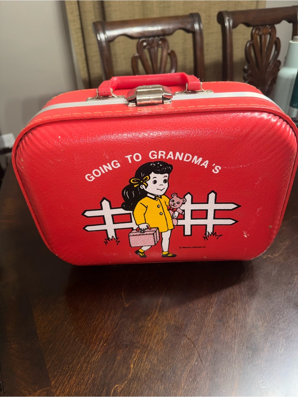 Red Kids Travel Toy Case with 'Going to Grandma's' Artwork